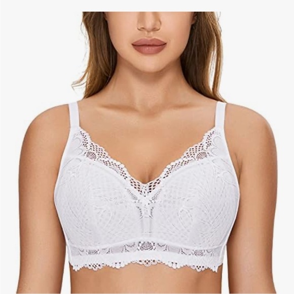 DOBREVA Women's Wireless Lace Full Coverage Bralette Padded bra size 32f - Picture 1 of 6